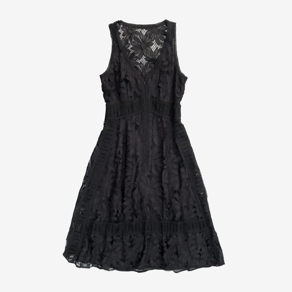 NANETTE LEPORE Black Floral Flamenco Dress, Size 2